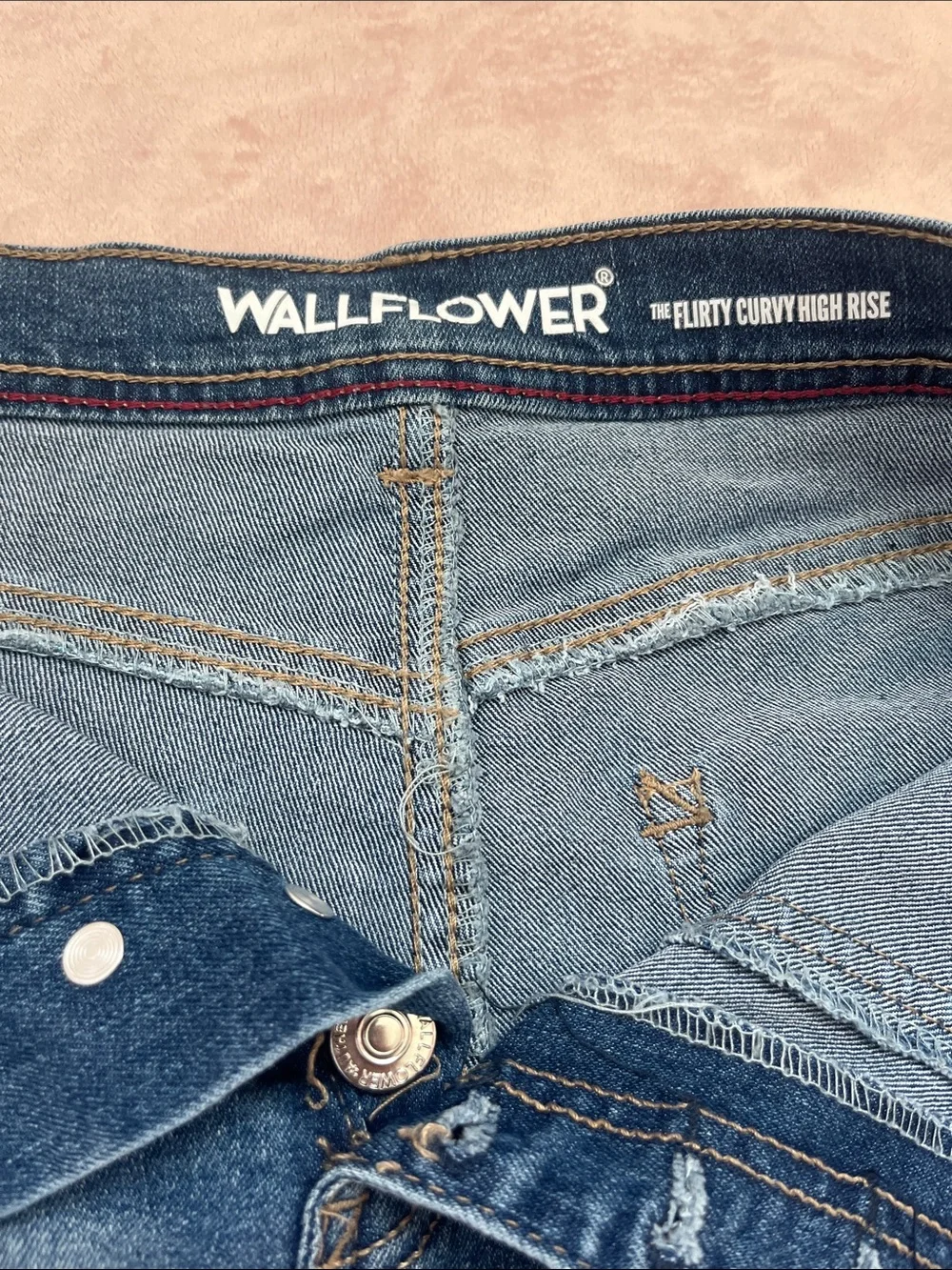 Wallflower Button-Front High-Rise Denim Shorts - Blue Wash - Picture 2 of 4